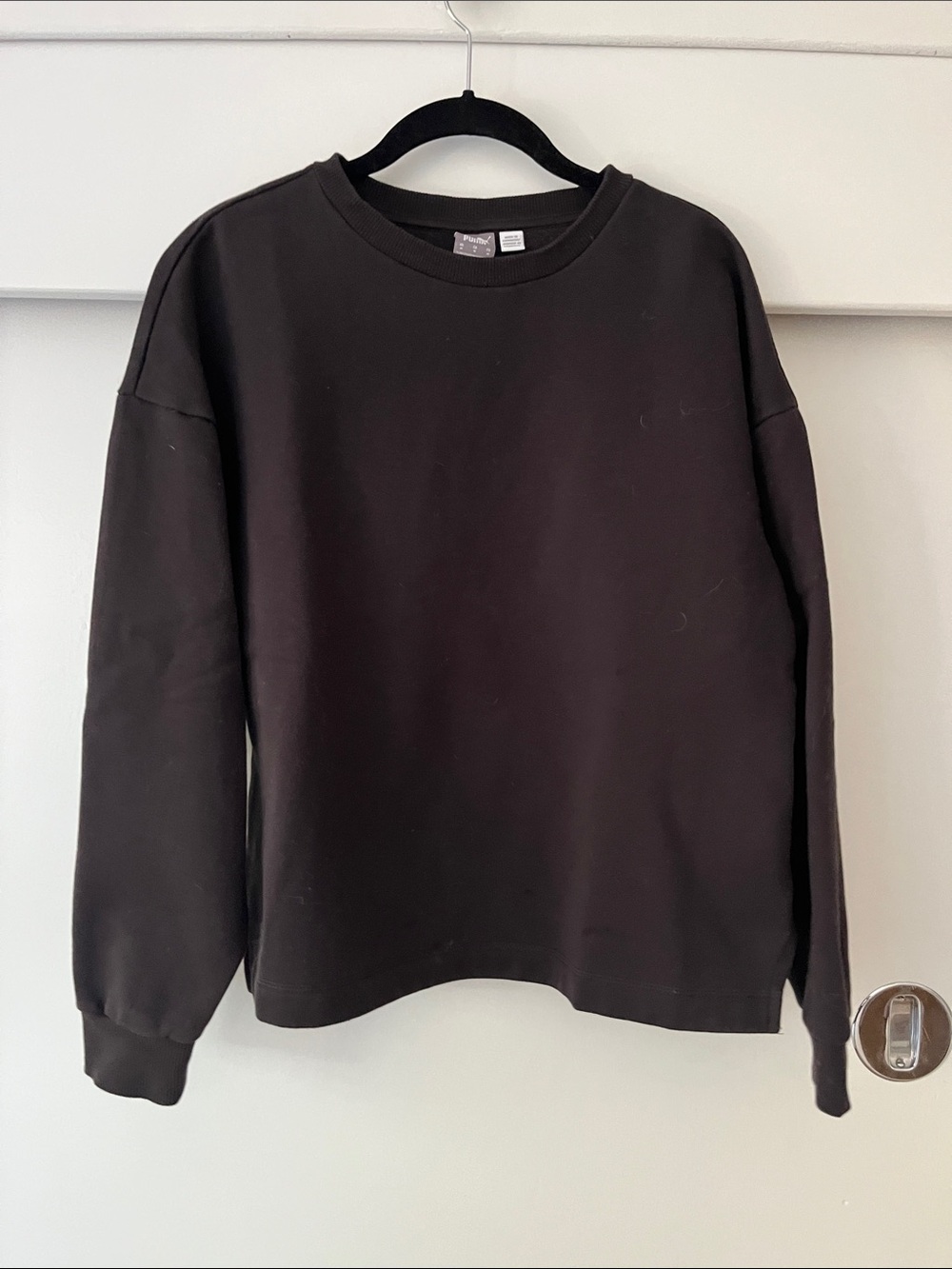 Puma boxy casual fit Black Crewneck Sweater - split hem